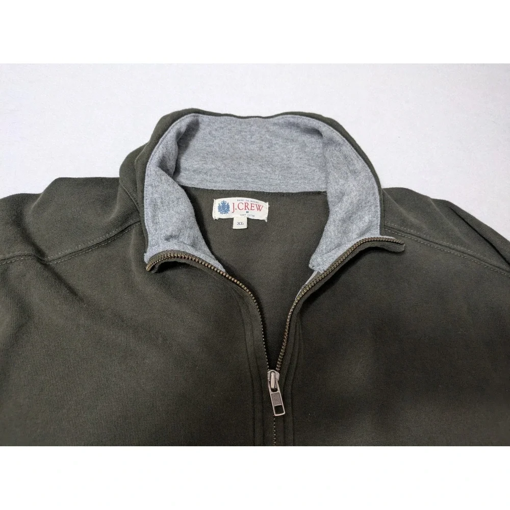 J Crew Sweater Men XL Olive Green Solid Quarter Zip Pullover‎ Preppy Casual